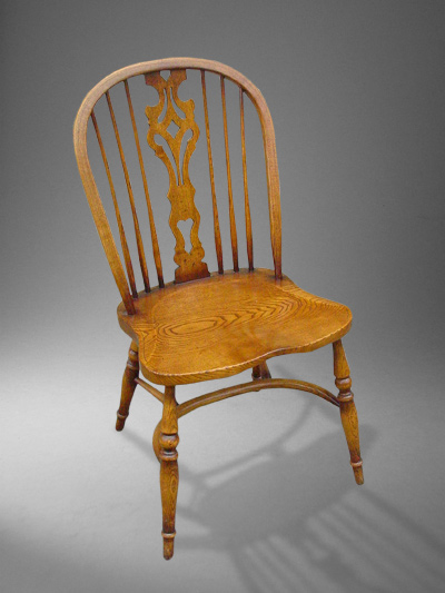 Ash Elm Stick Back Windsor Chair With Crinoline Shaped Stretcher